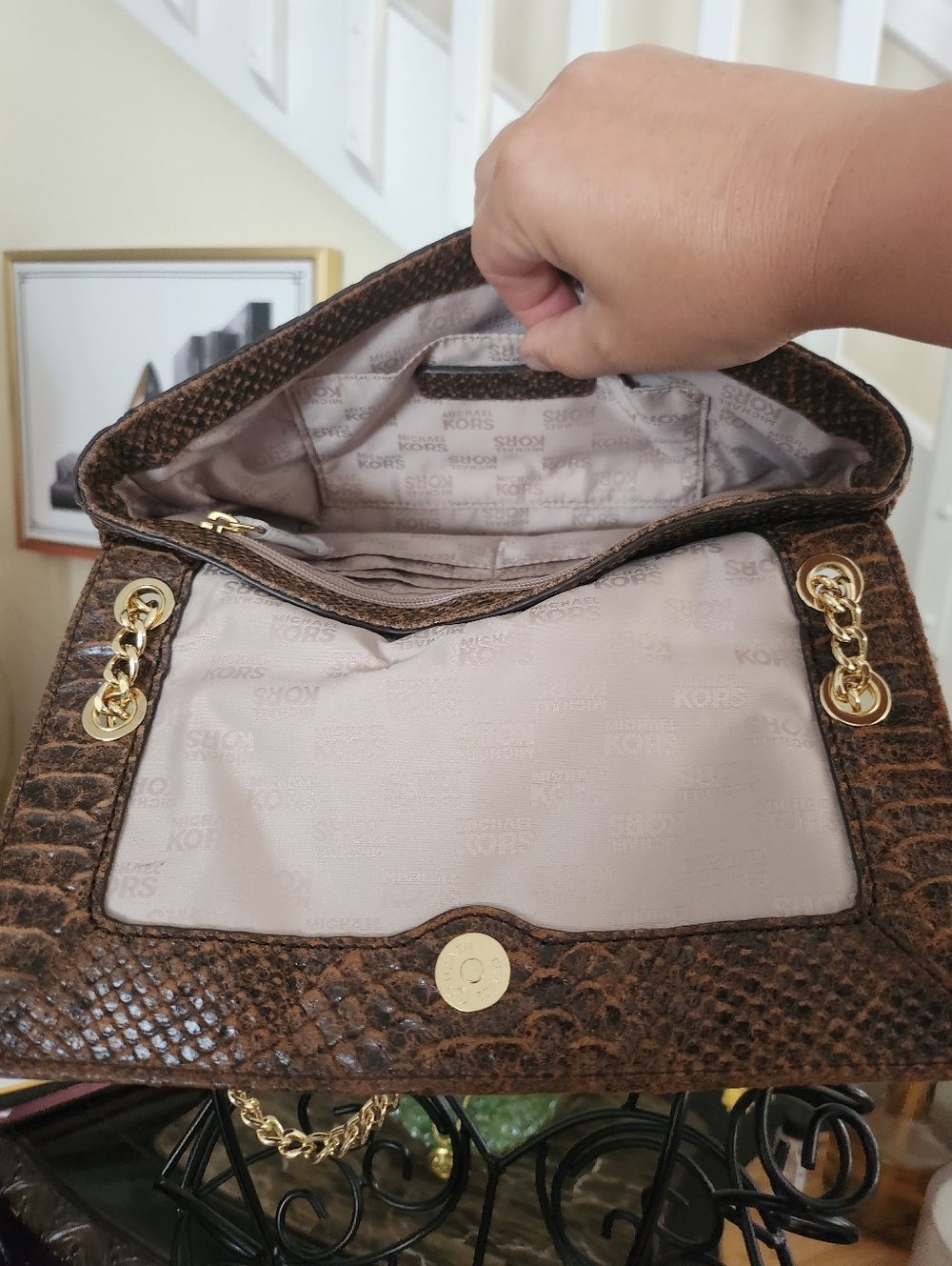 Michael Kors Hamilton Snakeskin chain shoulder / Crossbody bag - Picture 4 of 4
